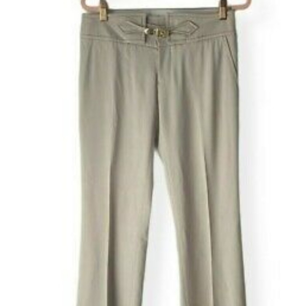 Gucci gold buckle flared wool pants